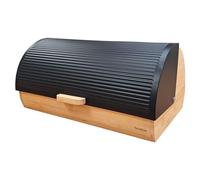 briebe Nordic Boîte à Pain en Bois de Bambou, Couvercle Coulissant pour Conserver le Painen, Bread Box pour le Rangement des Viennoiseries, Design Nordique Moderne, Noir