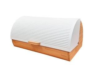 briebe Nordic Boîte à Pain en Bois de Bambou, Couvercle Coulissant pour Conserver le Painen, Bread Box pour le Rangement des Viennoiseries, Design Nordique Moderne, Blanc