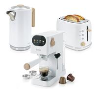 briebe Nordic Ensemble Machine à Café Expresso 20 Bars Capsules et Café Moulu + Bouilloire Électrique 1,7L sans Fil, 2200W + Grille Pain 2 Fentes Larges, Set Petit-Déjeuner Design Nordique Blanc