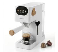 briebe Nordic Machine à Café Expresso 20 Bars Compatible avec Capsules Nespresso et Café Moulu, Semi-Automatique Professionnel 1350W, Mousseur à Lait, Écran Tactile, 1,2L, Design Scandinave, Blanc