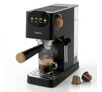 briebe Nordic Machine à Café Expresso 20 Bars Compatible avec Capsules Nespresso et Café Moulu, Semi-Automatique Professionnel 1350W, Mousseur à Lait, Écran Tactile, 1,2L, Design Scandinave, Noir