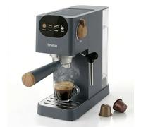 briebe Nordic Machine à Café Expresso 20 Bars Compatible avec Capsules Nespresso et Café Moulu, Semi-Automatique Professionnel 1350W, Mousseur à Lait, Écran Tactile, 1,2L, Design Scandinave, Gris