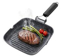 Briebe Poêle à griller GP1158 – Antiadhésif titane, induction, 24 x 24 cm, sans PFOA, noir