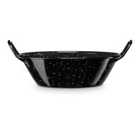 briebe Poêle à paella émaillée Honda à induction 20 cm, acier émaillé, casserole 1,4 l, convient pour vitrocéramique, feu, gaz, four, soulèvement noir chiné