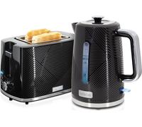 Briebe SKT1170BLK Elegance Set Grille-pain 2 disques fentes larges + Bouilloire 1,7L électrique noir