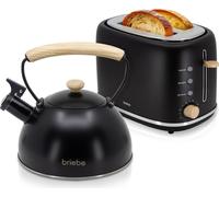 Briebe SKT1177BLK Nordic Set Grille-pain 2 disques fentes larges + bouilloire induction 2,3 L noir