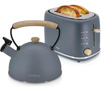 Briebe SKT1177GRY Nordic Set Grille-pain 2 disques fentes larges + Bouilloire induction 2,3 L Gris