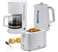 Briebe SKT1178WHT Elegance Set Grille-pain 2 disques Bouilloire 1,7L Cafetière filtre 10 tasses Blanc