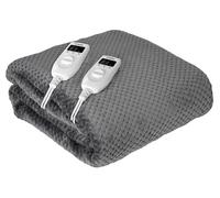 briebe Surmatelas Chauffant Électrique 2 Places 150 x 160 cm 5 Niveaux de Température, Minuteur, Chauffage Rapide, Lavable, Doux, Doublure Polaire Grise, 120W, EB1136