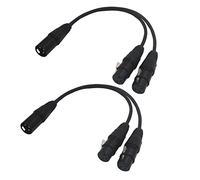 BRIEFCEC 2Pcs XLR Splitter Cable, Microphone Y Câble XLR Mâle à Double XLR Femelle 3 Pin Jack Splitter Cord Audio Adapter, Zinc Alloy Jack OFC Copper Cable (1 mâle à 2 femelle, 30CM, noir)