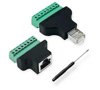 BRIEFCEC Adaptateur 8 broches, Connecteur Ethernet CCTV/DVR Covvy - Prise femelle RJ45 vers connecteur à vis 8 broches (1xFemelle+1xMâle)