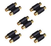 BRIEFCEC Adaptateur Répartiteur RCA, Cinch H Adaptateur AV 2 Femelle à 2 Femelle Cinch Adaptateur RCA à JACK pour Caisson Basses, Phono, AV, Audio, Subwoofer Voiture(5Pack, Or)