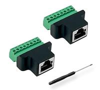 BRIEFCEC Covvy Adaptateur CCTV/DVR RJ45 Femelle Vers Bloc Terminal 8 Broches - Connecteur Ethernet Vers Vis (2 x Femelles)
