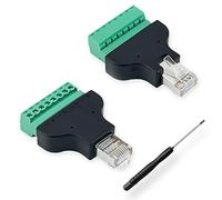 BRIEFCEC Covvy Adaptateur RJ45 mâle vers bornier 8 broches, connecteur Ethernet CCTV/DVR femelle vers connecteur à vis 8 broches (2 x mâles)