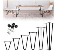 BRIEFNESS Lot de 4 pieds de table en épingles à cheveux, en métal, interchangeables, avec protection du sol, pour table basse, table de chevet, banc, bricolage - 25 cm - 3 barres