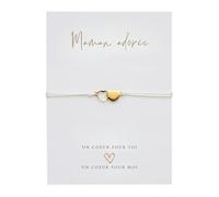 Briefzauber Carte et bracelet « maman » | Ensemble bracelet double cœur et carte A6 | Cadeau tendre et minimaliste | Porte-bonheur, message « je pense à toi » (Personne, Maman)
