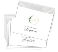 Briefzauber Lot de 12 cartes d’invitation avec 12 enveloppes | Baptême, fête de baptême | Set DIN A6 avec aide à remplir (Baptême - Minimal)