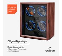 Brienz 4 remontoir de montre, 4 montres, 4 modes, aspect bois, éclairage intérieur bleu
