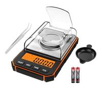 Brifit Balance de précision 0,001 g, 50 g/0,001 g, balance numérique milligramme, balance de précision, avec écran LCD, poids d'étalonnage et pincettes, pour poêles berceuses (orange)