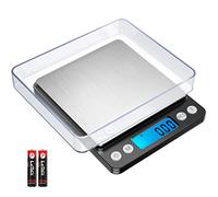 Brifit Balance de Précision 0.01g/500g avec Fonction Tare et Compte - Écran LCD Rétroéclairé pour Poudre, Bijoux, Or - en Acier Inoxydable et Noir