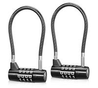 Brifit Cadenas Code 4 Chiffres Upgraded, Cadena à Combinaison Câble, Cadena à Anse Longue avec Code, Étanche, Cadenas Exterieur pour Casier, Gymnase, Cabane, Vélo, 2PCS