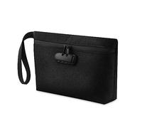 Brifit Sac à Documents avec Serrure à Combinaison, 32 * 20 cm Sac à Argent Etanche avec Fermeture à Glissière Scellées, Stockage de Voyage, Sécurité Pochette pour Argent, Passeport, Noir