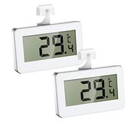 Brifit Thermometre Frigo, 2 Pièces Mini Thermometre Congelateur avec Ecran LCD Facile à Lire, Alarme Antigel, Thermomètre Maison, Thermomètre Intérieur pour Maison, Restaurants, Cuisine, Bars