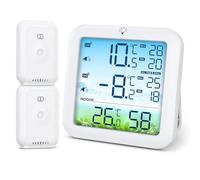 Brifit Thermometre Frigo, Thermomètre Congélateur avec 2 Capteurs, Thermometre Réfrigérateur à Écran Couleur avec Alarme, Commutateur ℃/℉, MIN/MAX, Rétroéclairage Blanc pour Cuisine, Restaurants