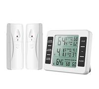 Brifit Thermomètre Frigo, Thermometre Réfrigérateur avec Alarme Congélateur, Thermomètre Intérieur Extérieur Sans Fil avec 2 Capteurs, MIN/MAX et Alarme Température, Thermomètre Connecté pour Maison