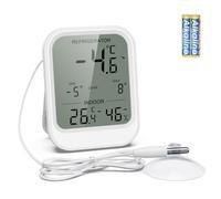 Brifit Thermometre Frigo, Thermometre Refrigerateur avec Sonde Étanche de 1,5 m, Écran LCD, MIN/MAX, Fonction Alarme, ℃/℉, Affichage Tendances, Thermomètre Hygromètre Interieur pour Aquarium, Maison