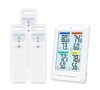 Brifit Thermomètre Hygromètre avec 3 Capteurs, Thermomètre Intérieur Extérieur Numérique avec Grand Écran LCD, Thermomètre d'ambiance, Thermomètre Connecté avec ℃/℉, MIN/MAX pour Bureau, Maison, Serre