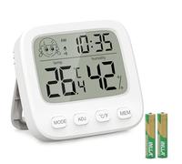 Brifit Thermomètre Intérieur Digital, Moniteur Humidité et Température avec Horloge, °C/ °F et Enregistrement MAX/MIN, Mini Thermomètre Hygromètre avec Icône de Confort pour Maison, Bureau, Chambre