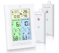 Brifit Thermomètre numérique pour réfrigérateur avec 2 capteurs, thermomètre de réfrigérateur congélateur avec date, heure, alarme de température, enregistrement max/min, écran LCD, moniteur