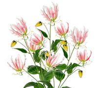 Briful 3PCS Kunstblumen Gloriosa Lily Künstliche Blumen Rosa Kletterlilie, Länge 84cm, Kunstzweige Frühlingsblumen Kunstpflanze für Blumengesteck Home Resto Büro Dekoration