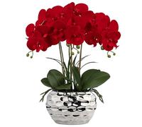 Briful 44 cm - Orchidées artificielles Phalaenopsis - Fleurs artificielles comme de véritables orchidées décoratives - Bonsaï plante artificielle - Arrangement dans un pot en céramique - Pour table