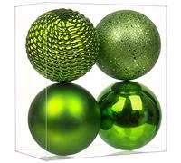 Briful Boules de Noël de 12 cm, lot de 4, Boules de décoration de sapin de Noël vertes de 4,7 pouces, Boules de Noël décoratives suspendues pour la décoration de fête à la maison
