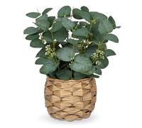 Briful Eucalyptus artificiel en pot tissé de 27,9 cm - Plantes artificielles décoratives avec graines pour la décoration de la maison et du salon