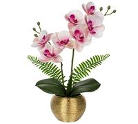 Briful Fleurs artificielles comme de vraies orchidées artificielles - Phalaenopsis dans un pot doré - Fleurs de printemps pour salon, salle de bain, bureau