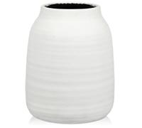 Briful Grand vase en céramique de 17,8 cm pour fleurs, vase blanc rustique de 18 cm de haut, grands vases à fleurs avec ouverture de 9,4 cm pour pampa, plantes sèches, fleurs fraîches, décoration de