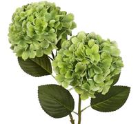 Briful Lot de 2 fleurs d'hortensia artificielles en soie pour bouquet de mariée, maison, bureau, hôtel, décoration de fête (vert, 2 pièces)