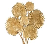 Briful Lot de 2 paquets de tiges de feuilles de palmier artificielles dorées, fausses plantes 6 pièces tiges de feuilles de palmier plantes artificielles d'intérieur pour décoration de maison