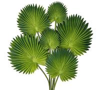 Briful Lot de 2 Tiges de Feuilles de Palmier Artificielles Vertes, Fausses Plantes 6 PCS Tiges de Feuilles de Palmier Plantes Artificielles d'Intérieur pour Décoration Maison, Arrangements de Gâteaux