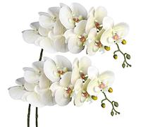 Briful Lot de 2 tiges d'orchidée phalaenopsis artificielles - 9 têtes de fleurs en soie au toucher réaliste - Pour décoration de maison, mariage, centre de table