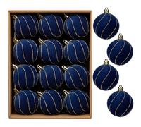 Briful Lot de 24 boules de Noël en velours incassables à suspendre pour sapin de Noël - Doublées dorées avec finition velours - 6 cm