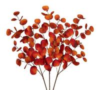 Briful Lot de 3 Tiges d'Eucalyptus Artificielles 80,8 cm - Feuilles en Soie, Fausses Plantes Argentées pour Décorations d'Automne et Arrangement Floral