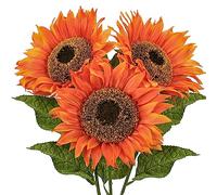 Briful Lot de 3 tournesols artificiels orange de 20,3 cm de large et 81,3 cm de haut - Fleurs artificielles en soie pour décoration de maison, jardin, fête de mariage