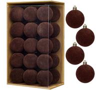Briful Lot de 30 boules de Noël en velours, Boules de décoration de sapin de Noël incassables de 6 cm, Petites boules de Noël marron avec finition en velours doux pour la décoration de Thanksgiving de