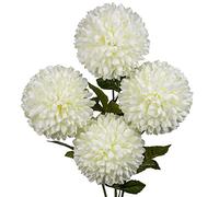 Briful Lot de 4 Fleurs artificielles d'automne de chrysanthèmes de 15,2 cm, Grandes têtes de Mamans, tiges d'hortensia Blanc crème, Bouquet de Mariage pour Maison, Jardin, fête, décoration de Mariage