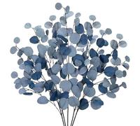 Briful Lot de 5 branches artificielles d'eucalyptus - 48 cm - Bleu foncé - Tige d'eucalyptus - Plantes artificielles pour composition florale - Décoration d'intérieur