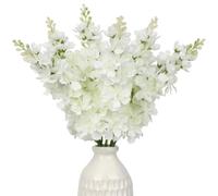 Briful Lot de 6 delphiniums artificiels en soie blanche de 44,5 cm pour décoration, arrangement floral, décoration de fête à la maison